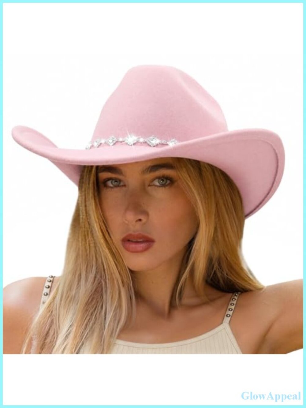 Classic Cowboy Hat with Rhinestone Band - Felt Fedora for Men Women